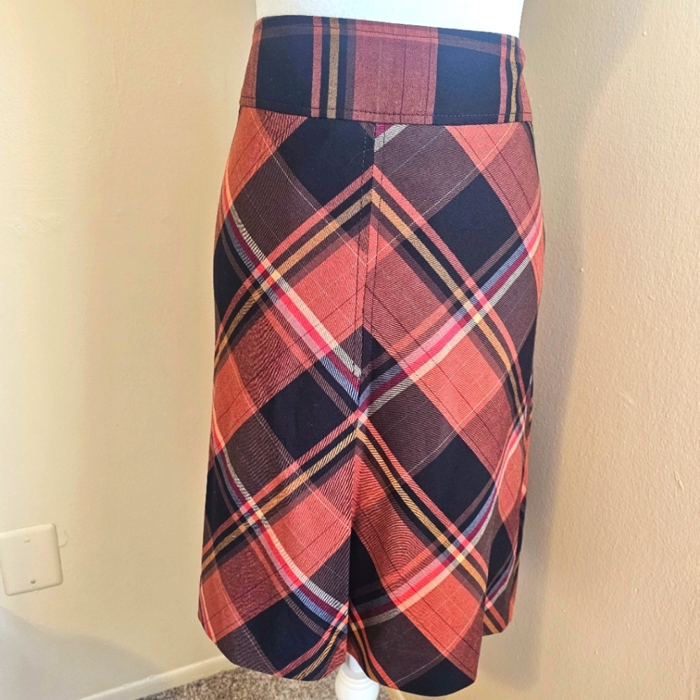 The Limited Navy and Rust Plaid Pencil Skirt